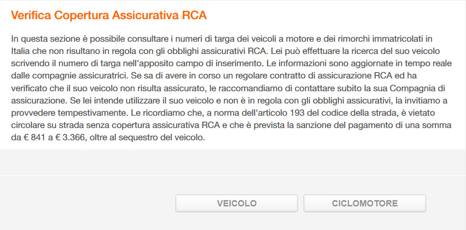 Verifica copertura assicurativa