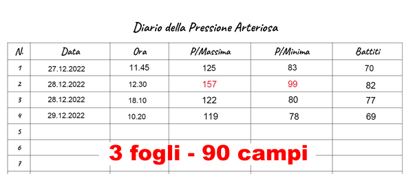 Diario della Pressione 3 pagine
