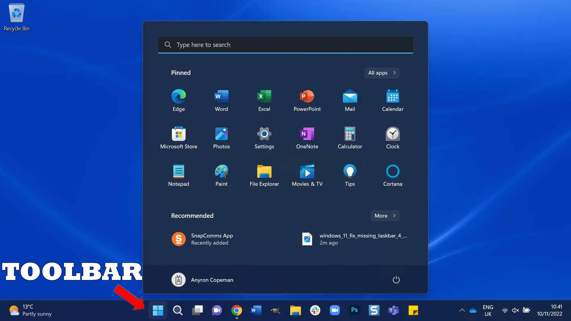 toolbar windows 11