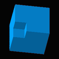 CUBO CON ANGOLO MANCANTE - INTERNO  DI UNA STANZA - CUBO GRANDE CHE RUOTA SU CUBO PICCOLO