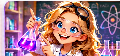 Ragazza scienziata con provetta