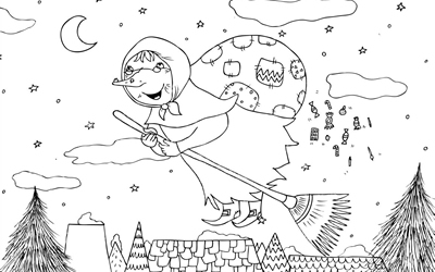 Disegni di Befane da colorare