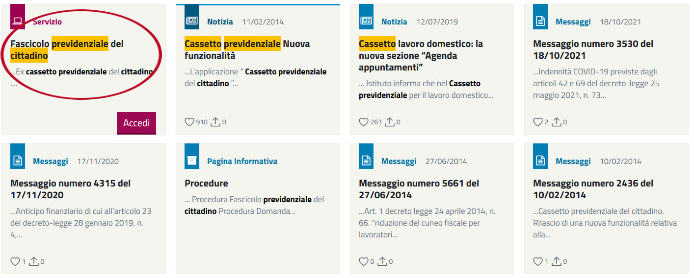 INPS > Estratto Conto