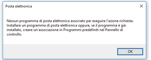 Nessun programma di posta elettronica associato per eseguire l'azione richiesta