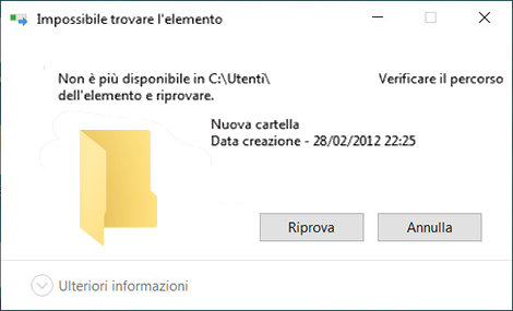 Come eliminare i file che danno errore “impossibile trovare l’elemento”